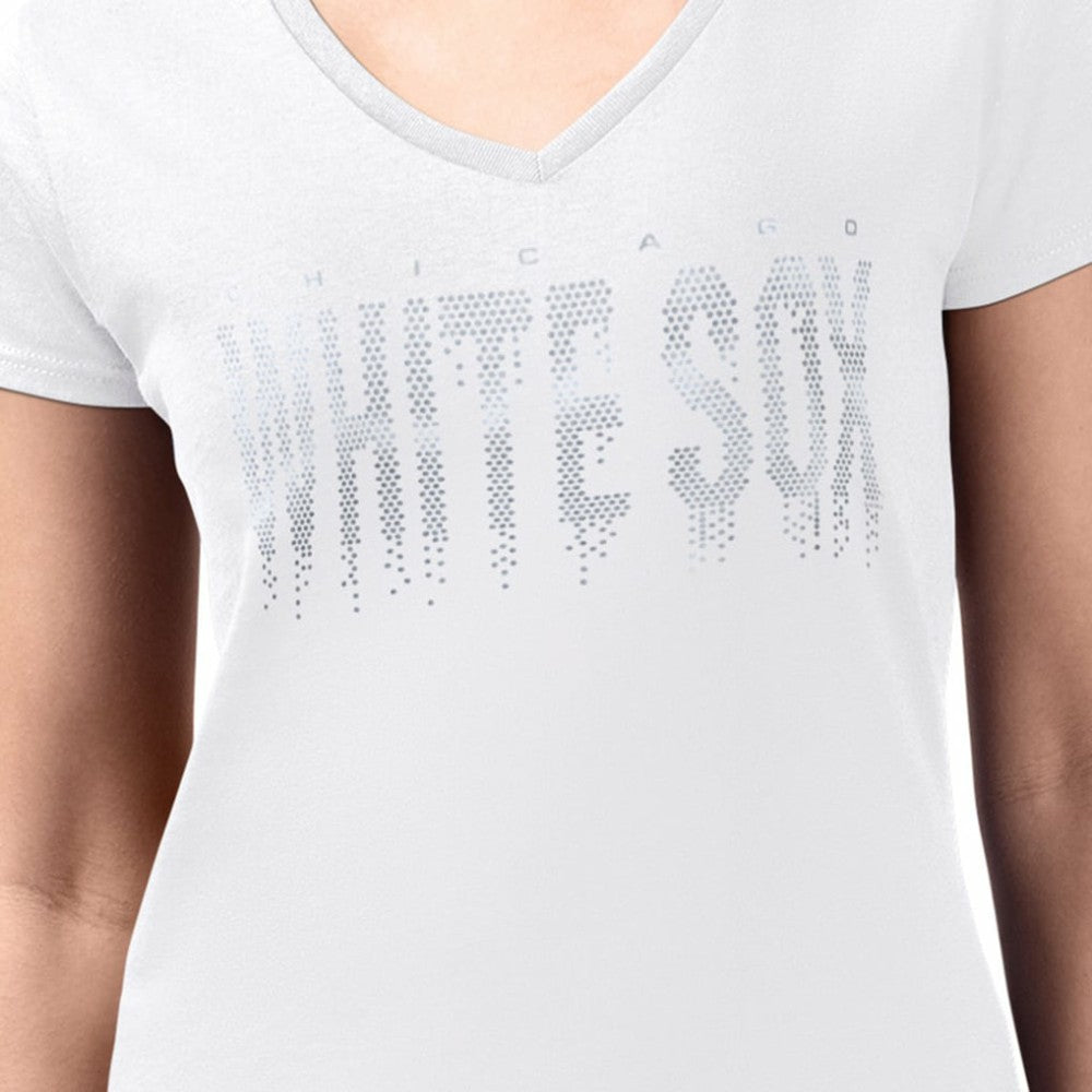 Chicago White Sox G-III 4Her by Carl Banks Women's Metallic Drop Lightweight V-Neck T-Shirt discount