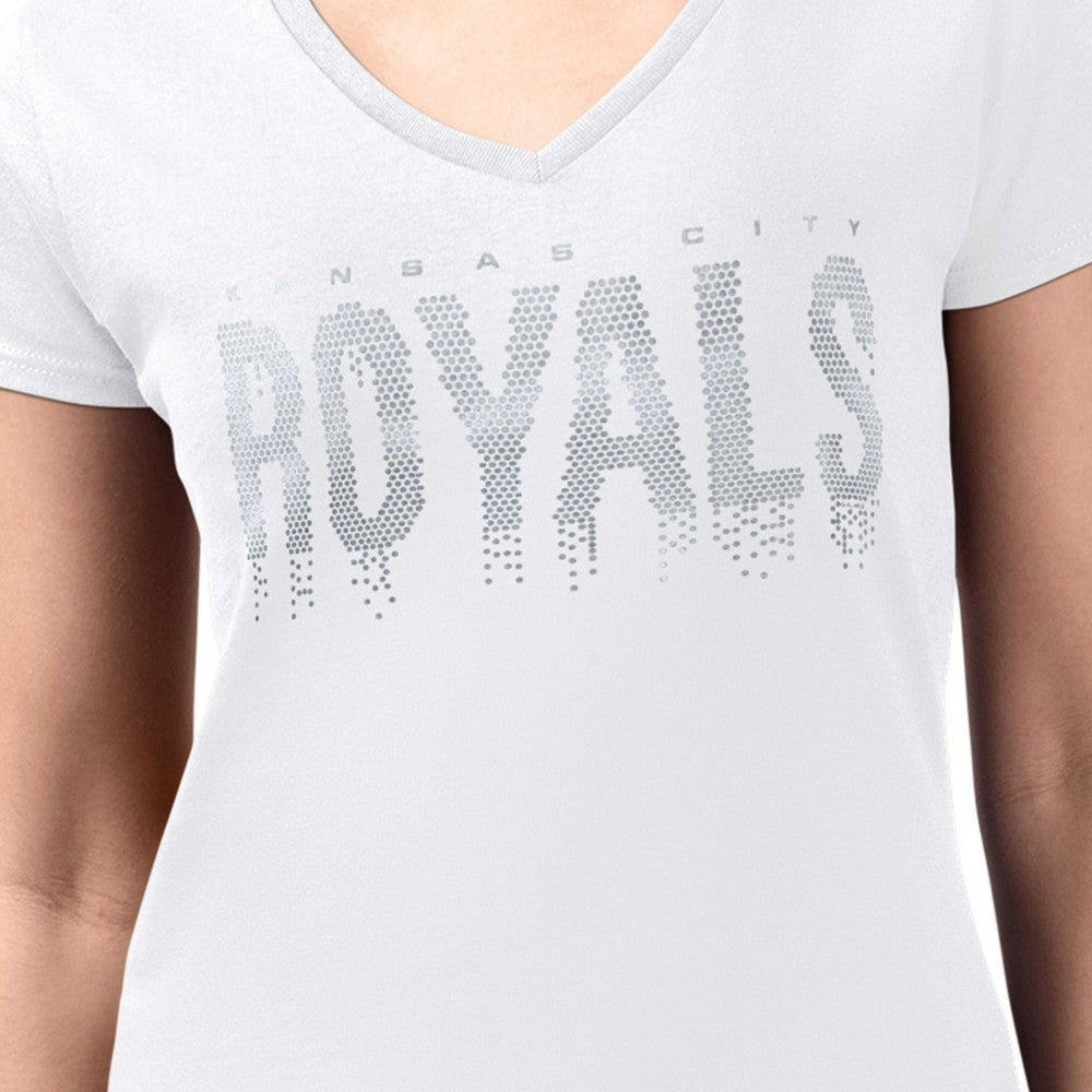 Kansas City Royals G-III 4Her by Carl Banks Women's Metallic Drop Lightweight V-Neck T-Shirt discount