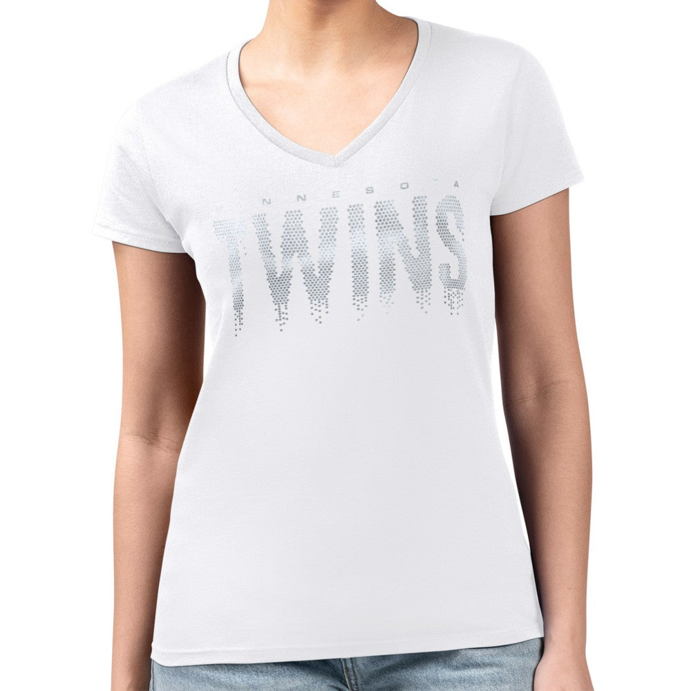 Minnesota Twins G-III 4Her by Carl Banks Women's Metallic Drop Lightweight V-Neck T-Shirt Online