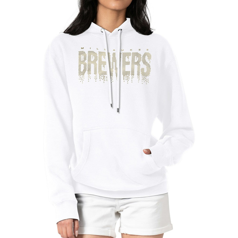 Milwaukee Brewers G-III 4Her by Carl Banks Women's Metallic Drop Fleece Hoodie Online