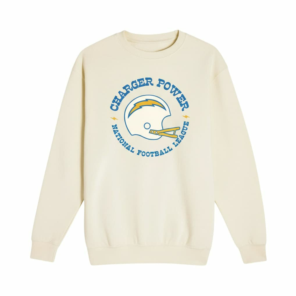 Los Angeles Chargers The Wild Collective Unisex Charger Power Fleece Sweatshirt Cream - NFL