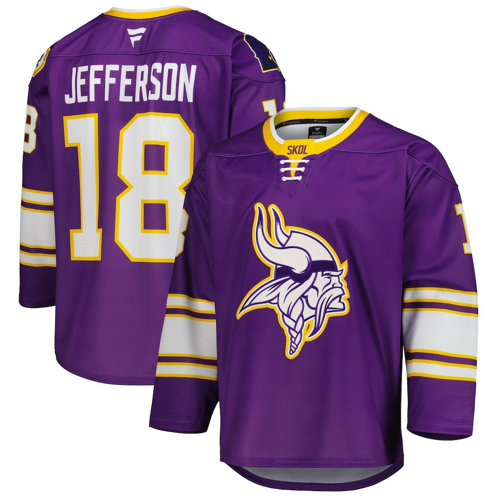 Justin Jefferson Minnesota Vikings Hockey Jersey Purple - Fanatics