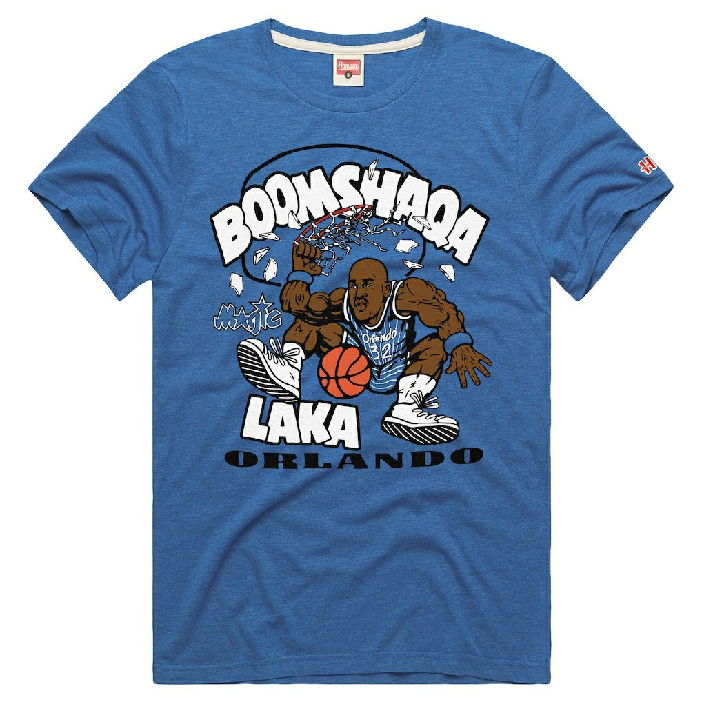 NBA - Shaquille O'Neal Orlando Magic Homage Unisex Boomshaqalaka Tri-Blend T-Shirt - Blue
