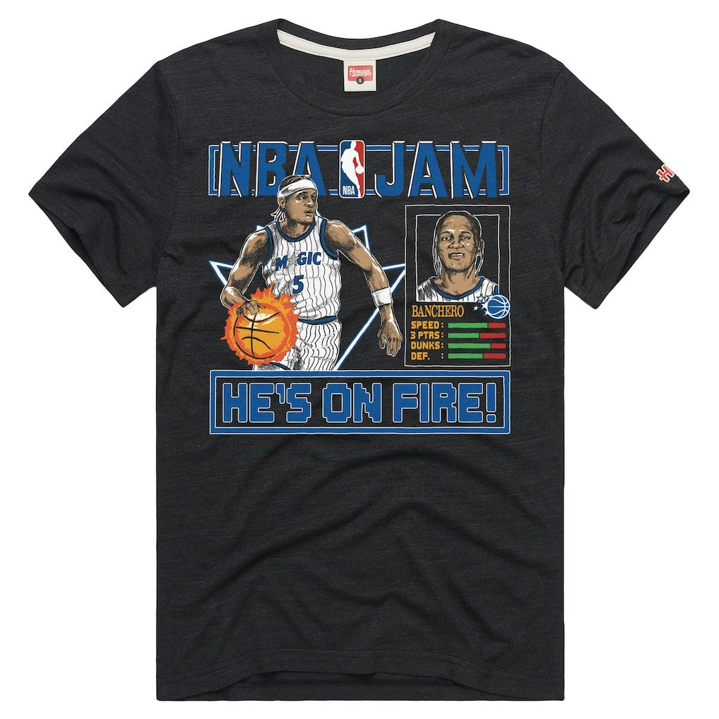 NBA - Paolo Banchero Orlando Magic Homage Unisex NBA Jam Tri-Blend T-Shirt - Charcoal