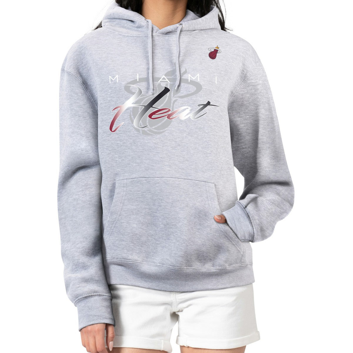 NBA - Miami Heat G-III 4Her by Carl Banks Women's Shadow Logo Tri-Blend Fleece Hoodie - Gray