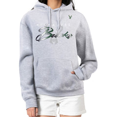 NBA - Milwaukee Bucks G-III 4Her by Carl Banks Women's Shadow Logo Tri-Blend Fleece Hoodie - Gray