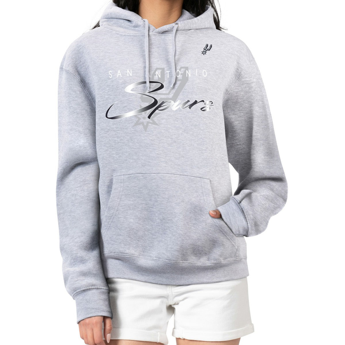 NBA - San Antonio Spurs G-III 4Her by Carl Banks Women's Shadow Logo Tri-Blend Fleece Hoodie - Gray
