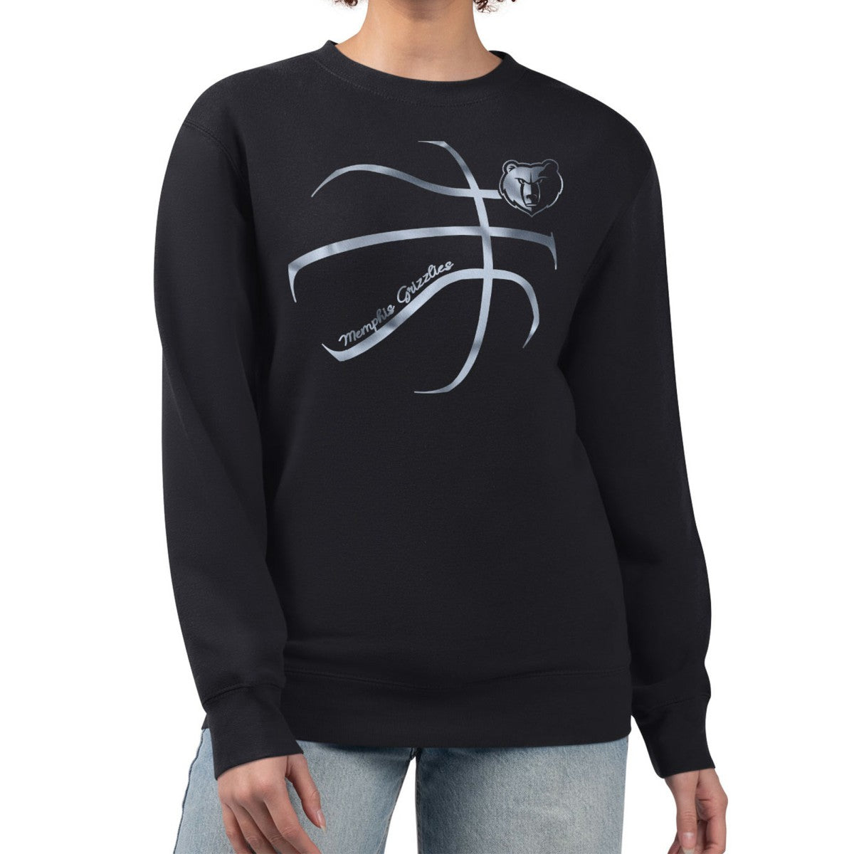 NBA - Memphis Grizzlies G-III 4Her by Carl Banks Women's Metallic Print Basketball Sketch Fleece Sweatshirt - Black