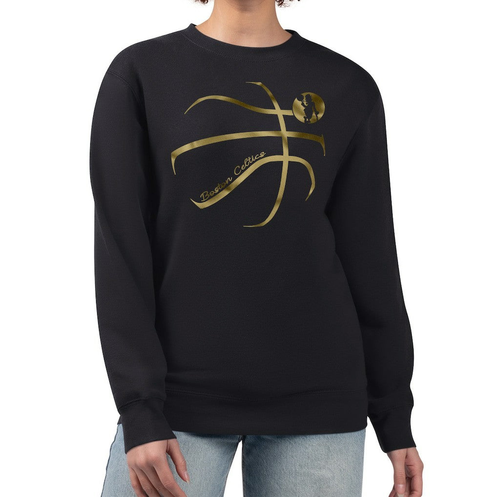 NBA - Boston Celtics G-III 4Her by Carl Banks Women's Metallic Print Basketball Sketch Fleece Sweatshirt - Black