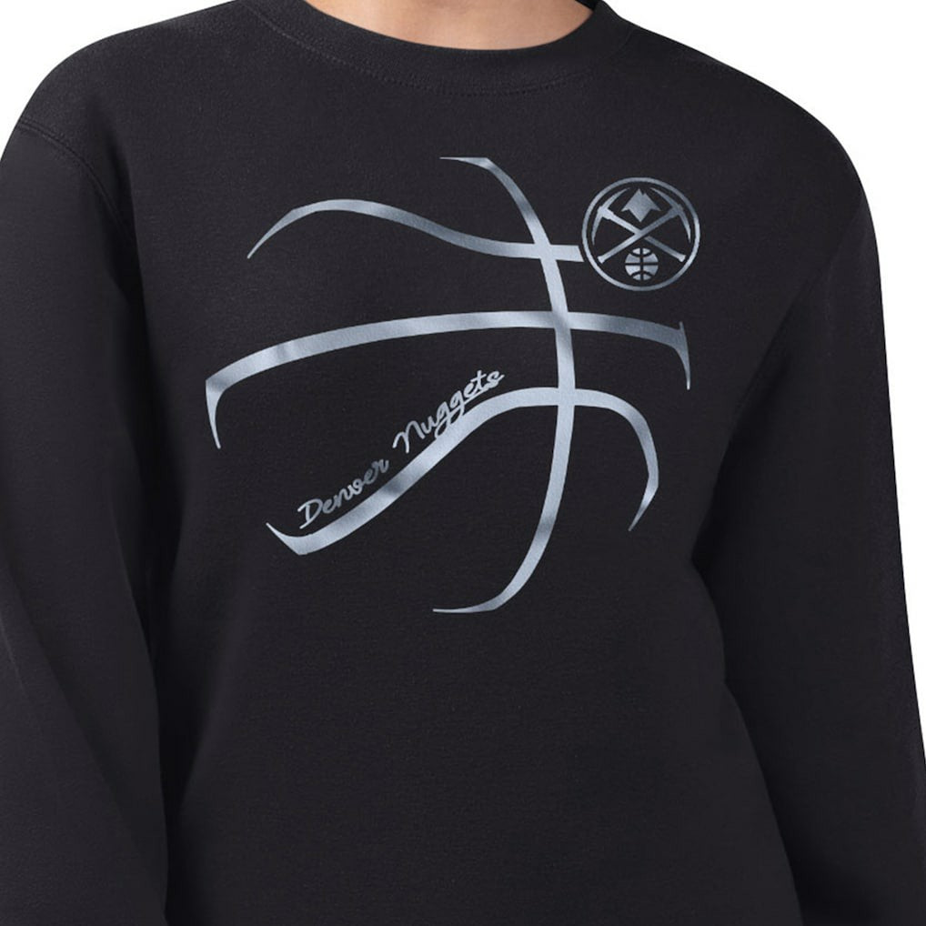 NBA - Denver Nuggets G-III 4Her by Carl Banks Women's Metallic Print Basketball Sketch Fleece Sweatshirt - Black