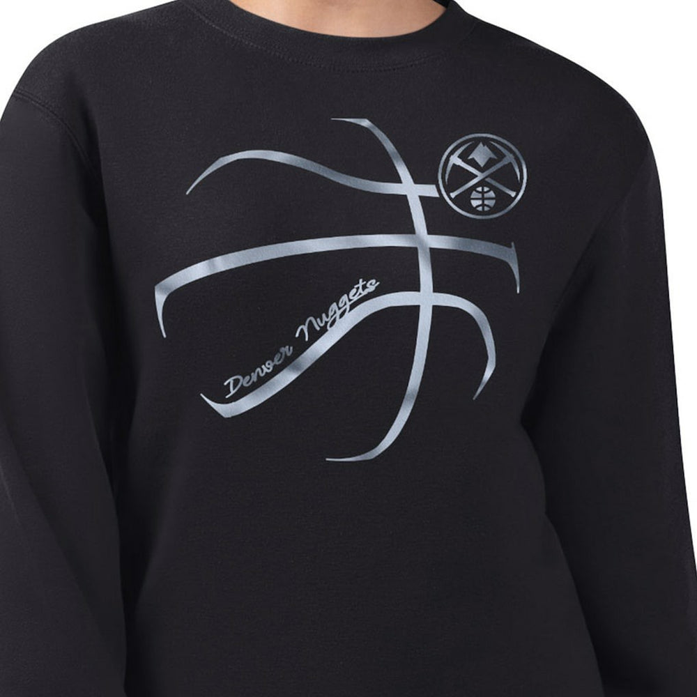 NBA - Denver Nuggets G-III 4Her by Carl Banks Women's Metallic Print Basketball Sketch Fleece Sweatshirt - Black