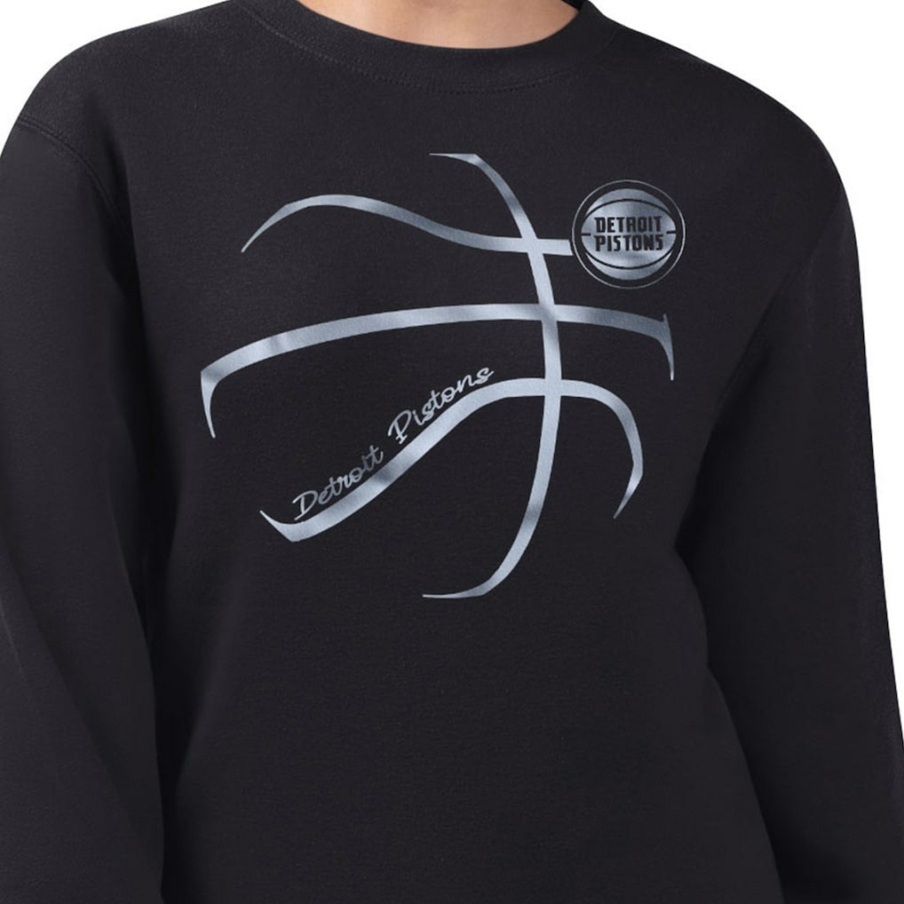 NBA - Detroit Pistons G-III 4Her by Carl Banks Women's Metallic Print Basketball Sketch Fleece Sweatshirt - Black