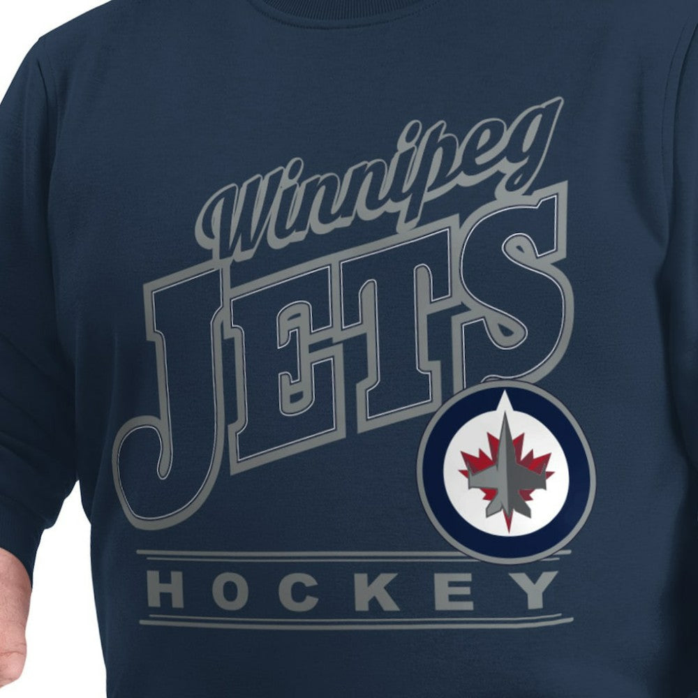 Winnipeg Jets - G-III Sports by Carl Banks Adaptive Headliner Fleece Sweatshirt Navy