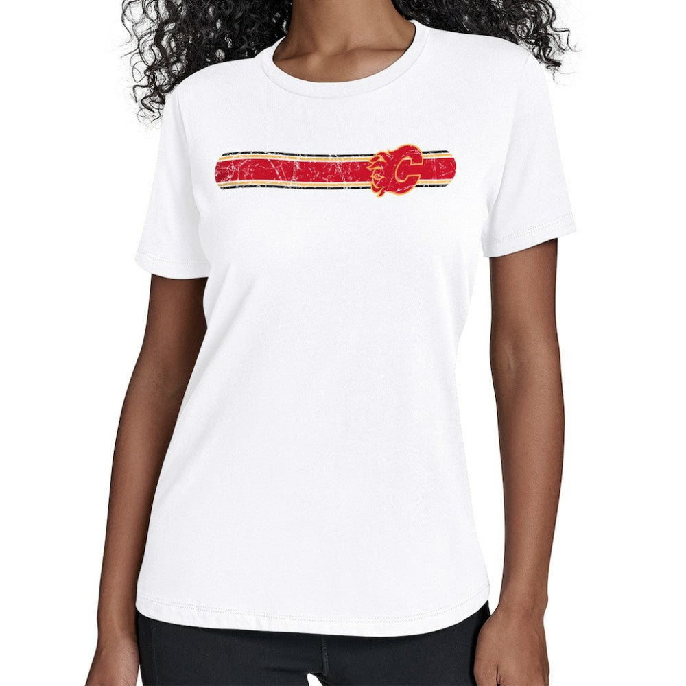 Calgary Flames - Starter Women's Team Stripe T-Shirt White