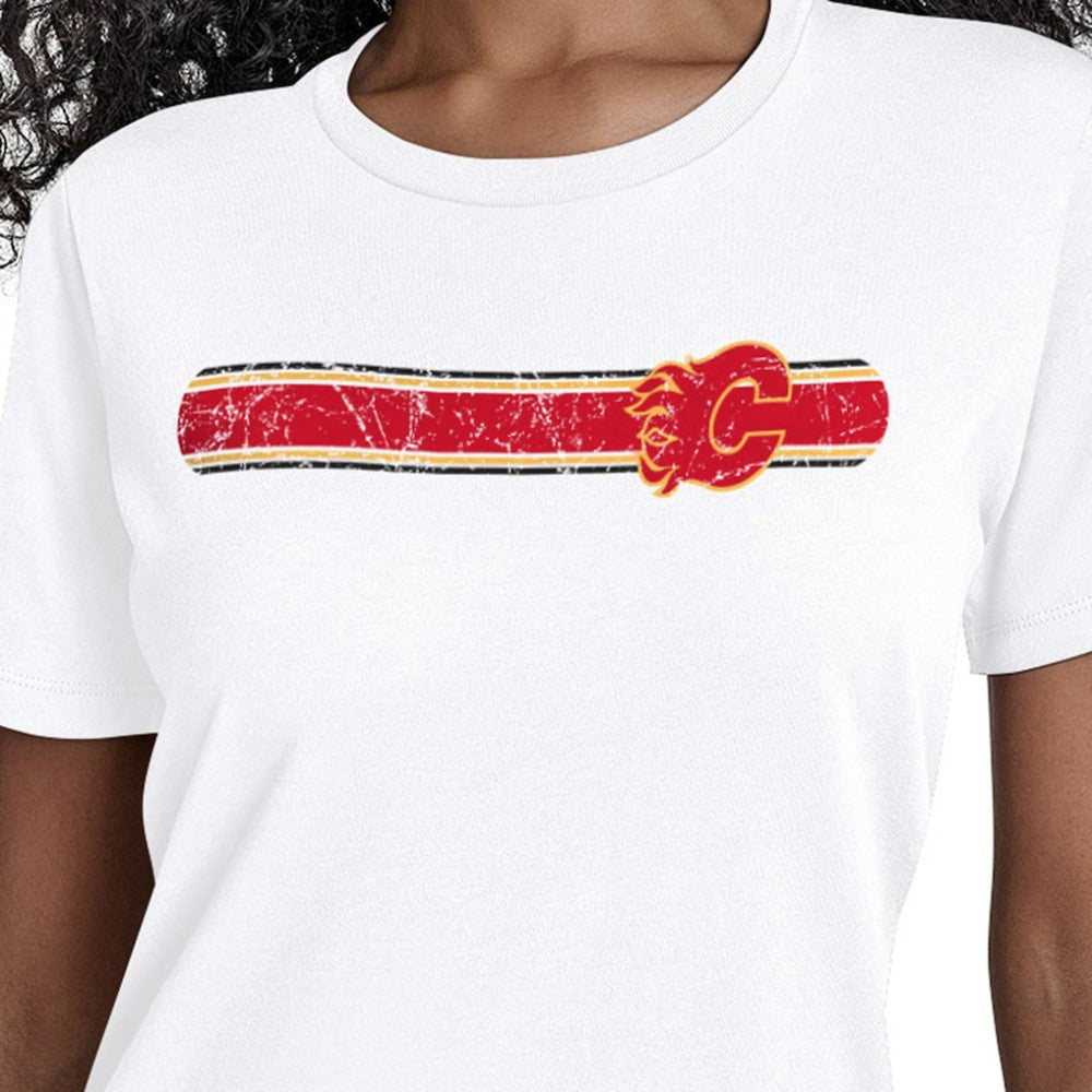 Calgary Flames - Starter Women's Team Stripe T-Shirt White