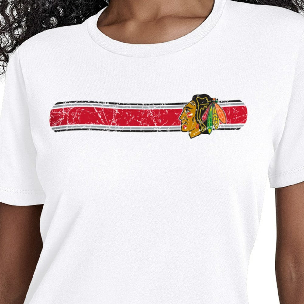 Chicago Blackhawks Starter Women's Team Stripe T-Shirt White