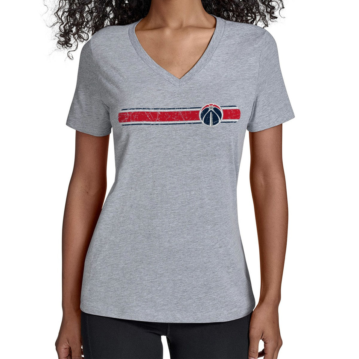 NBA - Washington Wizards Starter Women's Team Stripe V-Neck T-Shirt - Gray