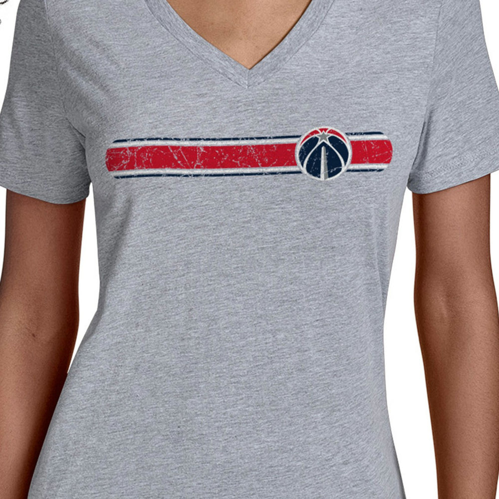 NBA - Washington Wizards Starter Women's Team Stripe V-Neck T-Shirt - Gray