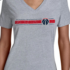 NBA - Washington Wizards Starter Women's Team Stripe V-Neck T-Shirt - Gray