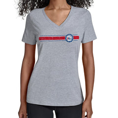 NBA - Philadelphia 76ers Starter Women's Team Stripe V-Neck T-Shirt - Gray
