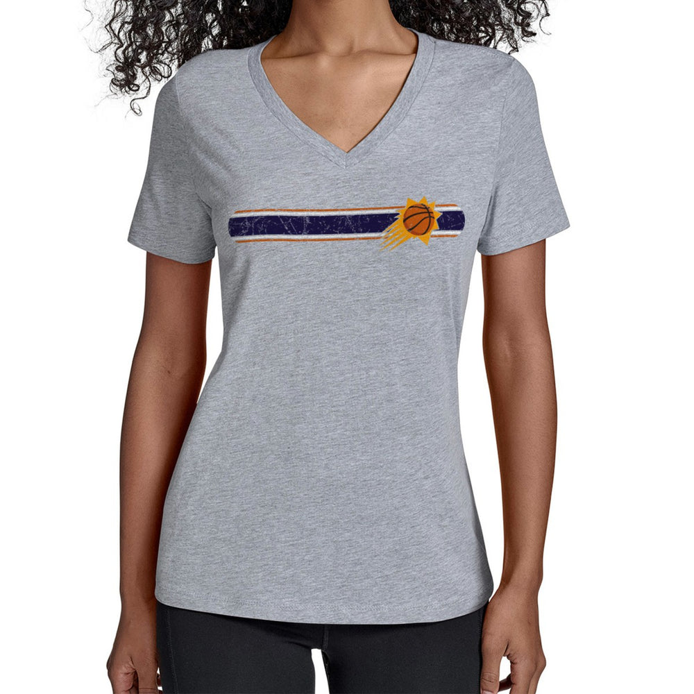 NBA - Phoenix Suns Starter Women's Team Stripe V-Neck T-Shirt - Gray