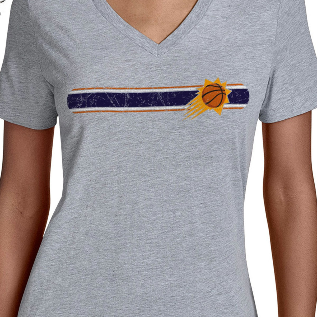 NBA - Phoenix Suns Starter Women's Team Stripe V-Neck T-Shirt - Gray