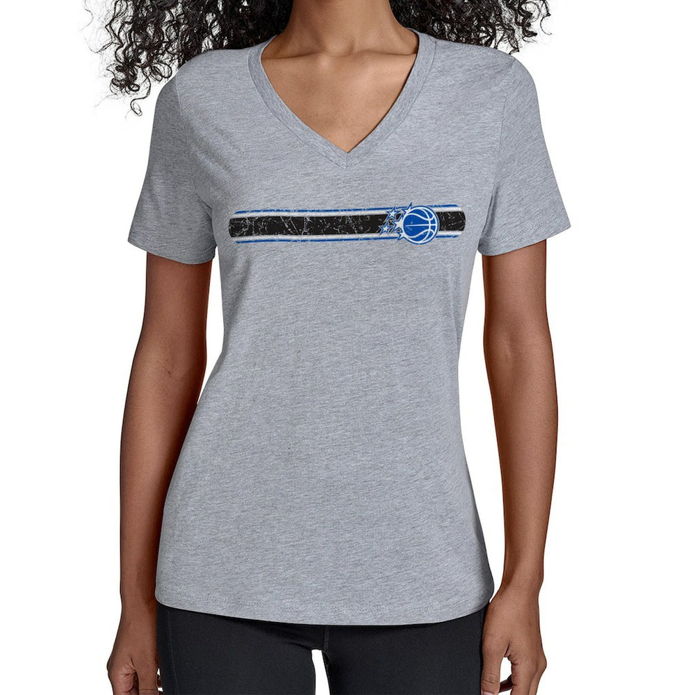NBA - Orlando Magic Starter Women's Team Stripe V-Neck T-Shirt - Gray