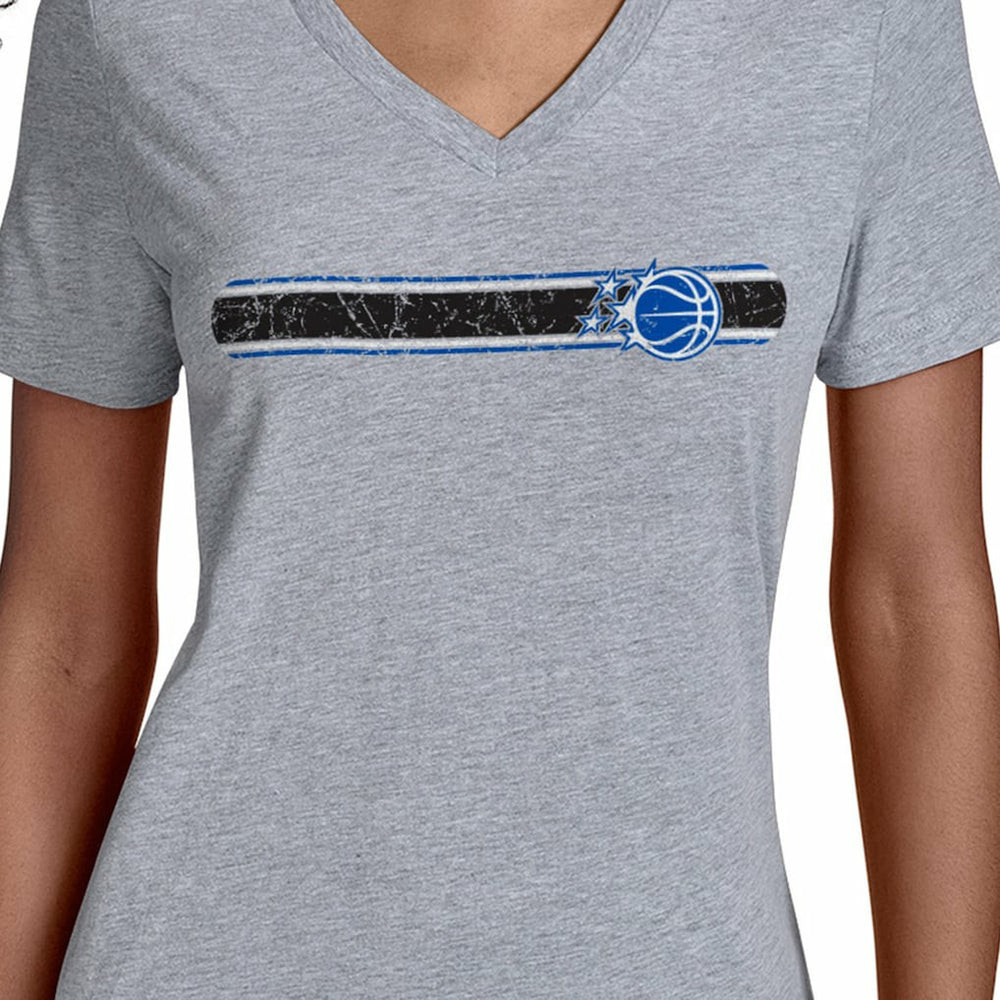 NBA - Orlando Magic Starter Women's Team Stripe V-Neck T-Shirt - Gray