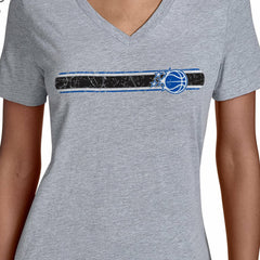 NBA - Orlando Magic Starter Women's Team Stripe V-Neck T-Shirt - Gray