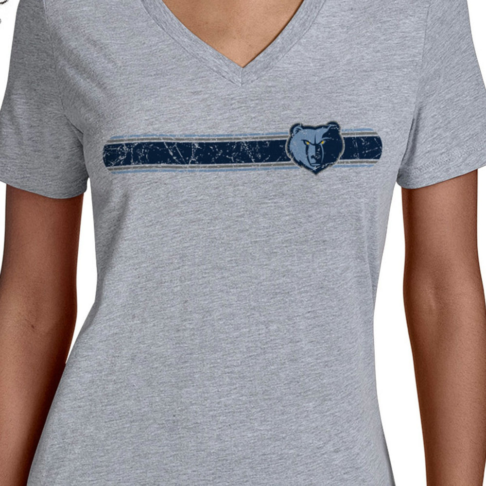 NBA - Memphis Grizzlies Starter Women's Team Stripe V-Neck T-Shirt - Gray