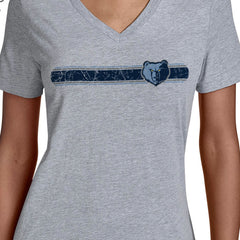 NBA - Memphis Grizzlies Starter Women's Team Stripe V-Neck T-Shirt - Gray