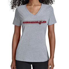 NBA - Miami Heat Starter Women's Team Stripe V-Neck T-Shirt - Gray