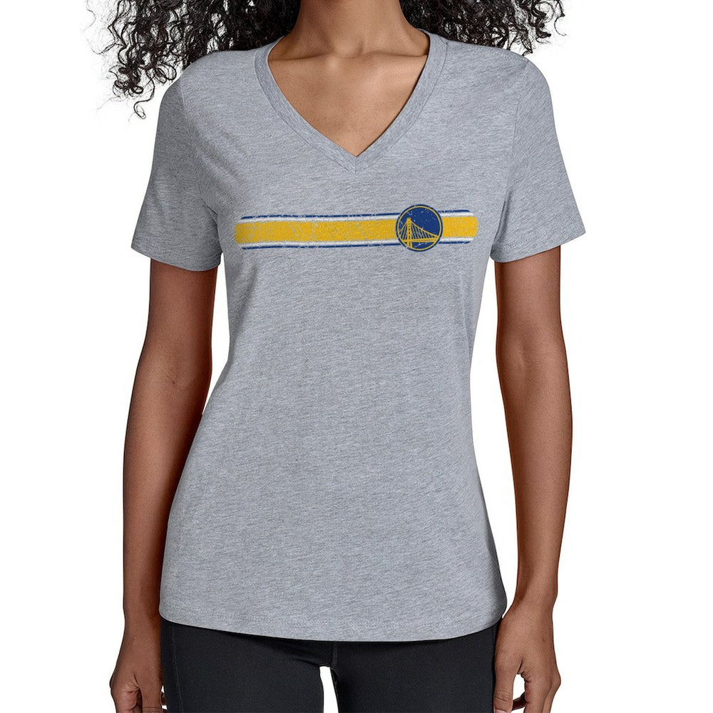 NBA - Golden State Warriors Starter Women's Team Stripe V-Neck T-Shirt - Gray