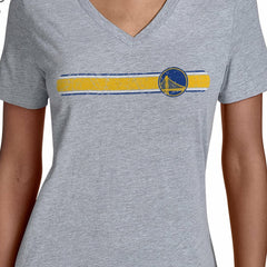 NBA - Golden State Warriors Starter Women's Team Stripe V-Neck T-Shirt - Gray