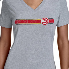 NBA - Atlanta Hawks Starter Women's Team Stripe V-Neck T-Shirt - Gray