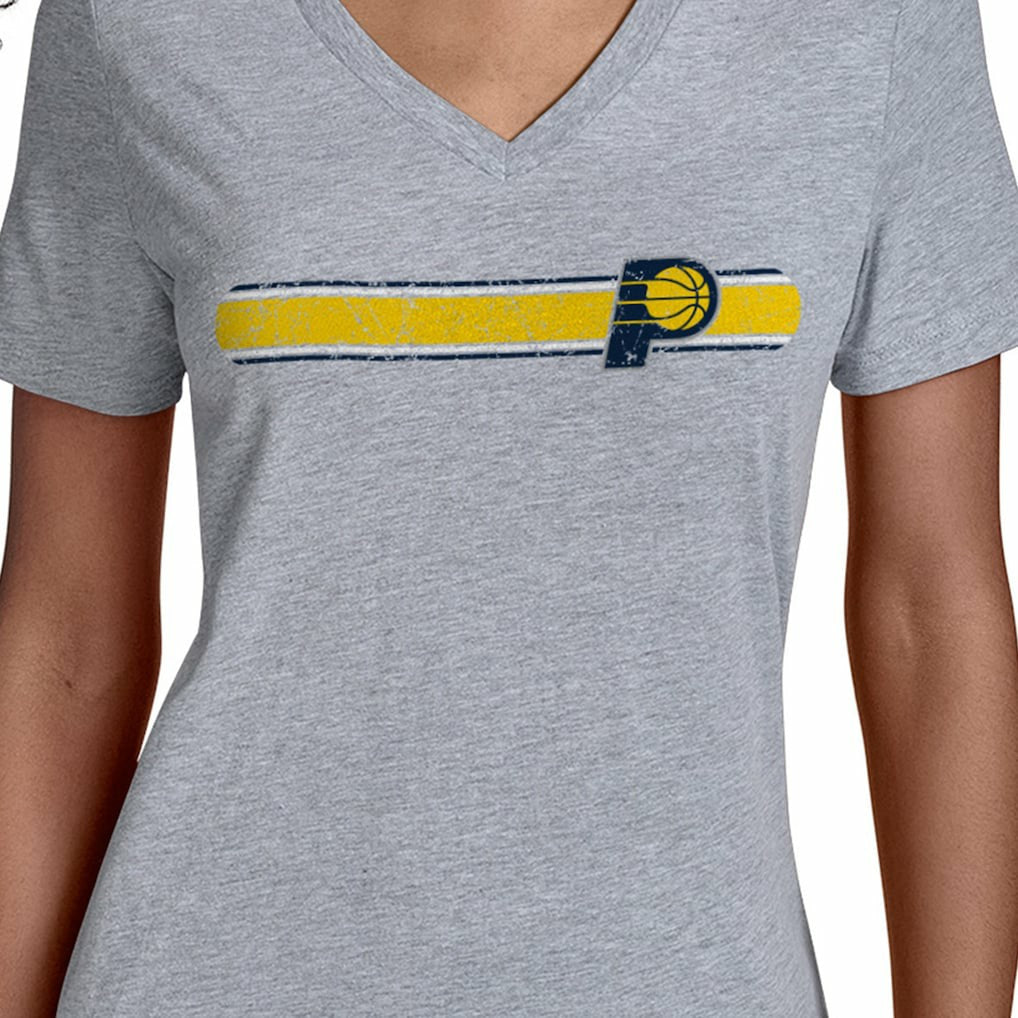 NBA - Indiana Pacers Starter Women's Team Stripe V-Neck T-Shirt - Gray