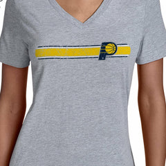 NBA - Indiana Pacers Starter Women's Team Stripe V-Neck T-Shirt - Gray