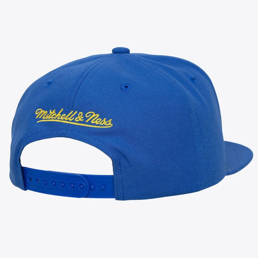 Mitchell & Ness - Golden State Warriors Hardwood Classics Old School Stacked Text Snapback Hat - Royal