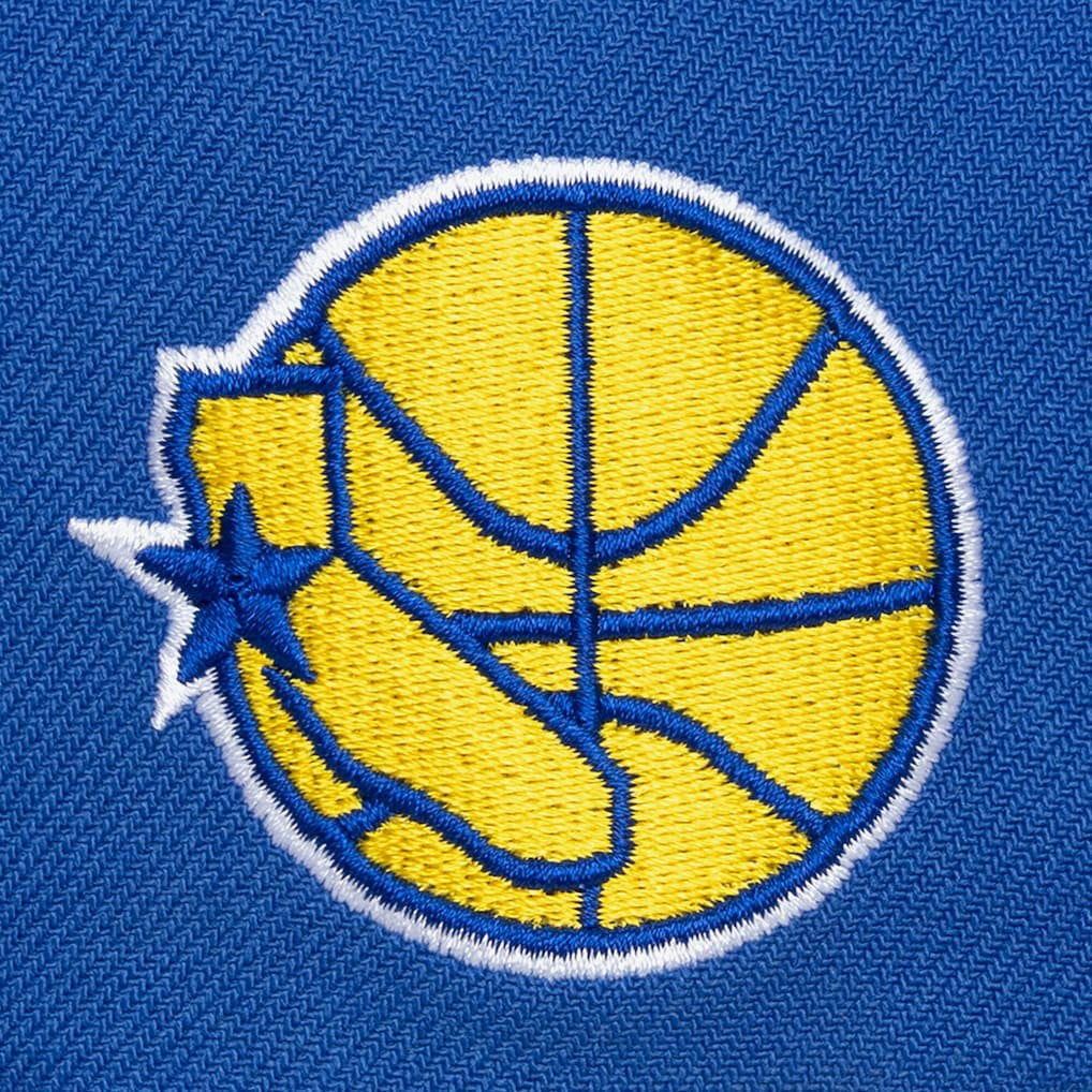 Mitchell & Ness - Golden State Warriors Hardwood Classics Old School Stacked Text Snapback Hat - Royal
