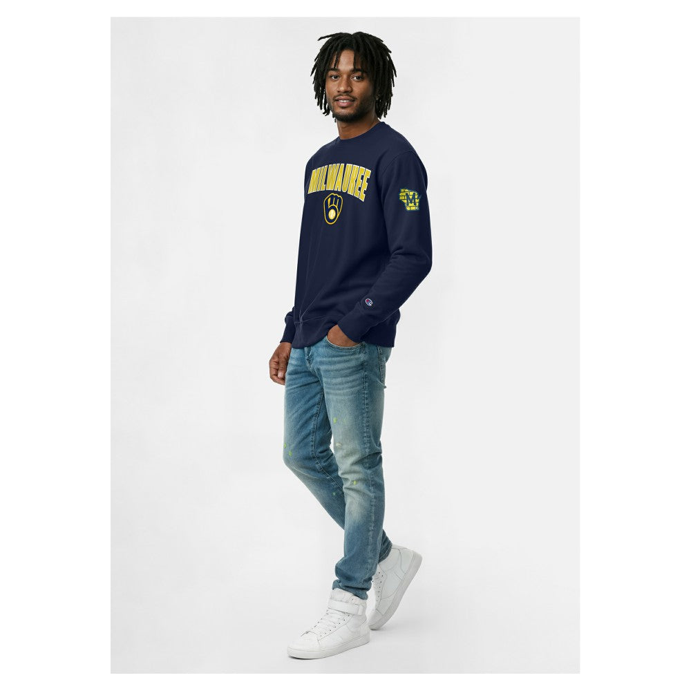 Milwaukee Brewers Champion Reverse Weave Chenille Sweatshirt Lifestyle