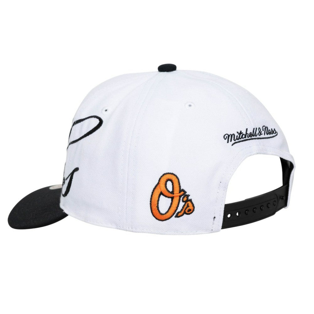 Baltimore Orioles Mitchell & Ness Unisex XL Script Pro Crown Snapback Hat On Sale