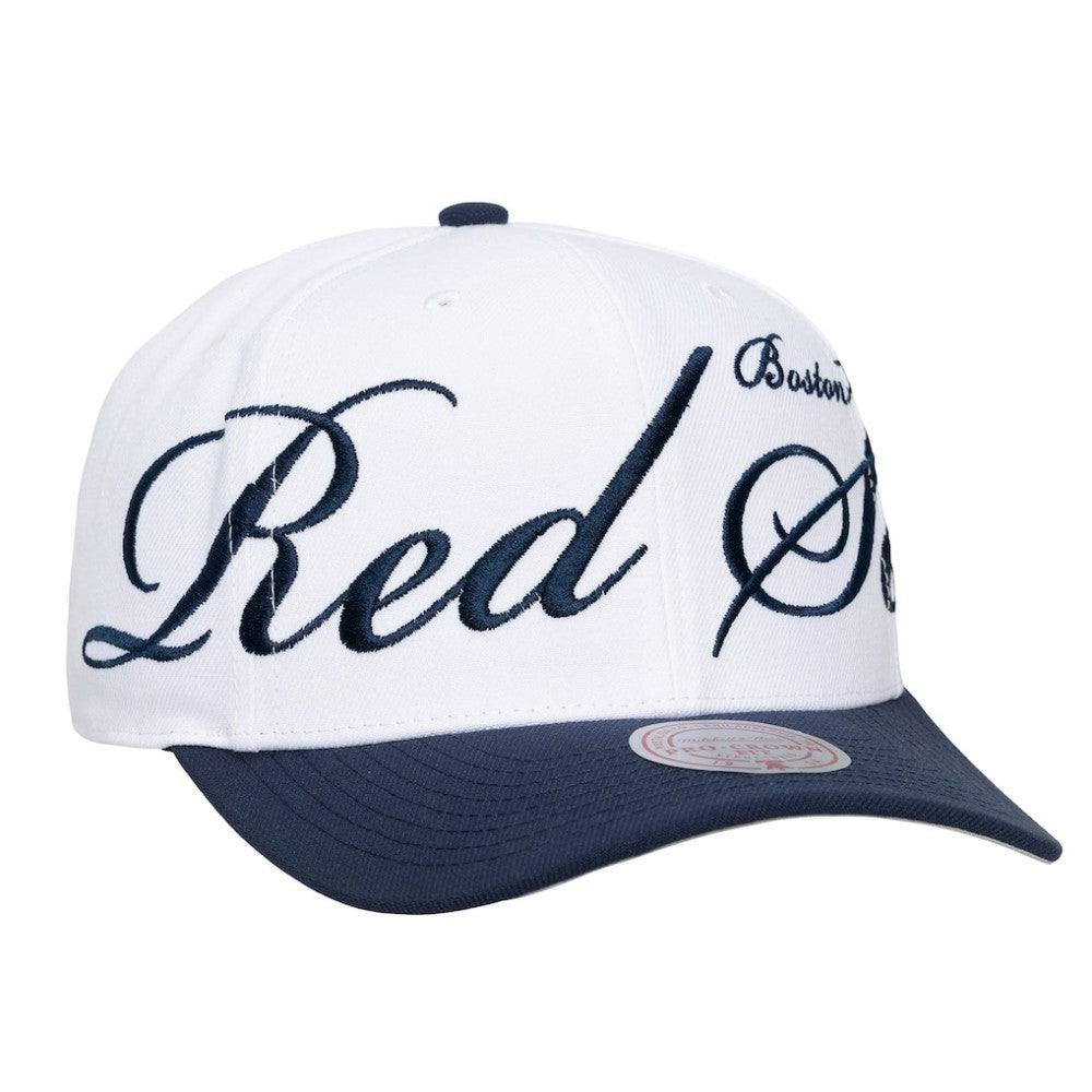 Boston Red Sox Mitchell & Ness Unisex XL Script Pro Crown Snapback Hat Lifestyle