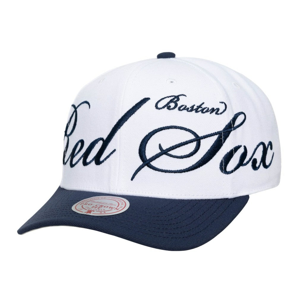 Boston Red Sox Mitchell & Ness Unisex XL Script Pro Crown Snapback Hat Lifestyle