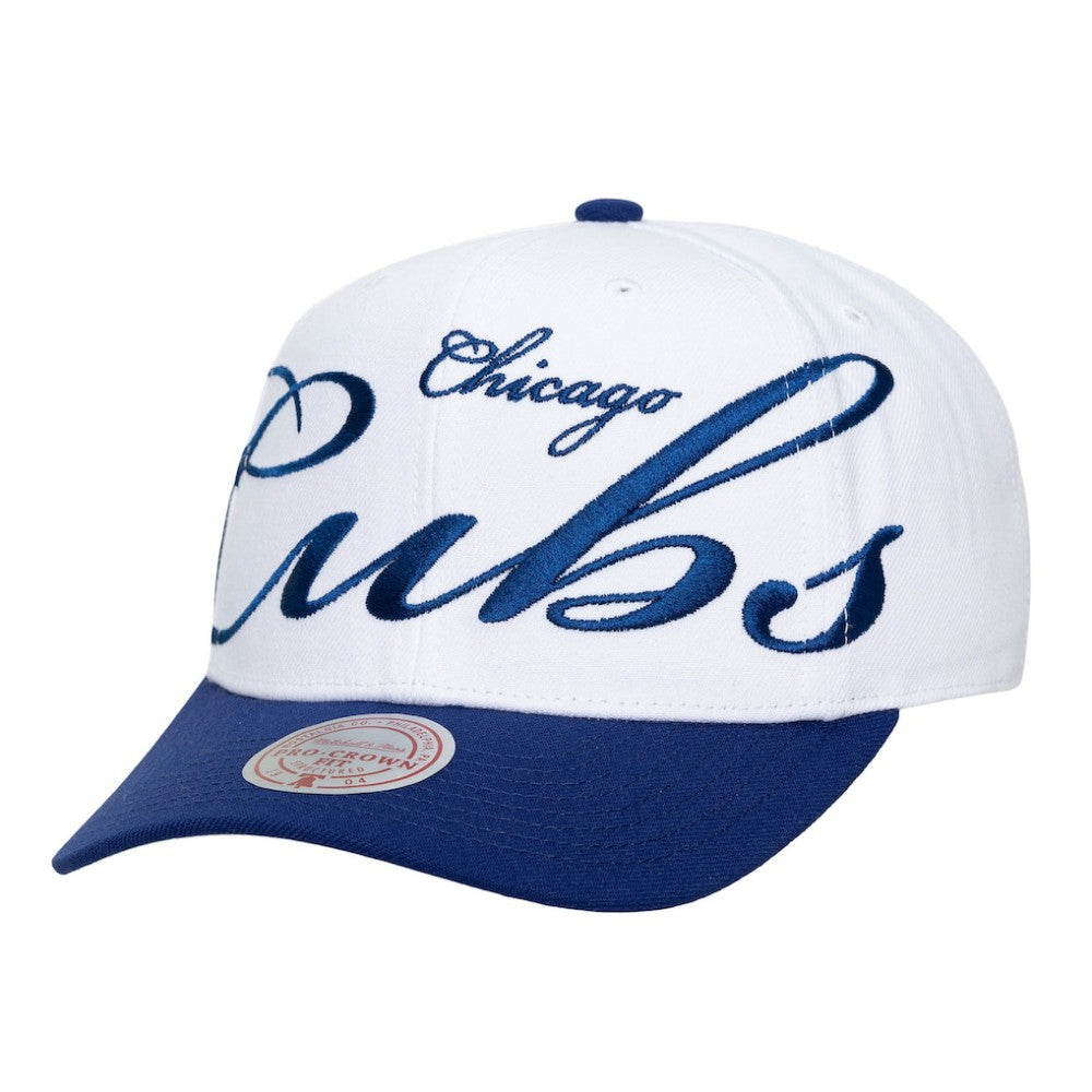 Chicago Cubs Mitchell & Ness Unisex XL Script Pro Crown Snapback Hat Clearance