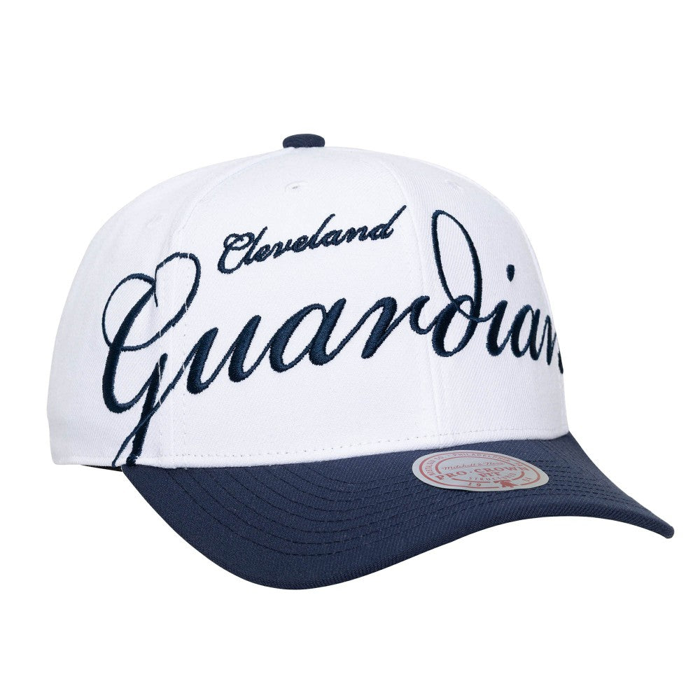 Cleveland Guardians Mitchell & Ness Unisex XL Script Pro Crown Snapback Hat Clearance