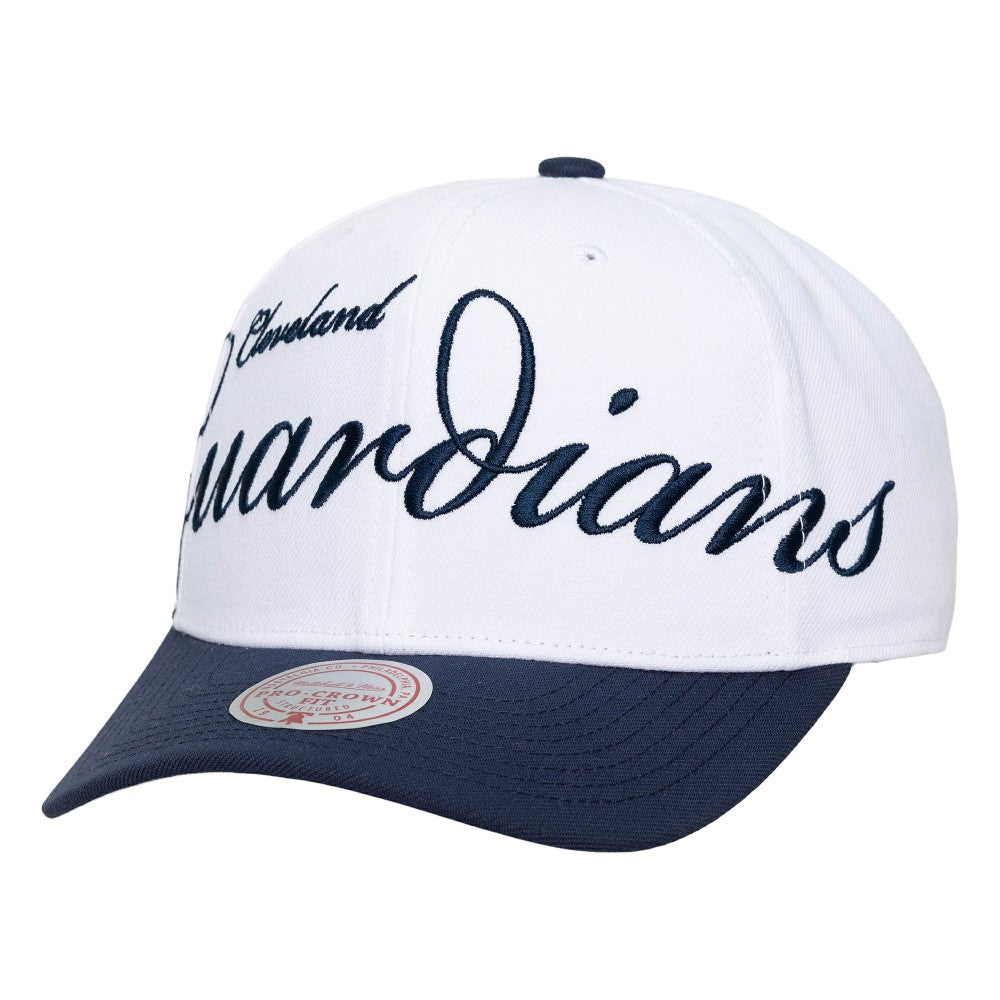 Cleveland Guardians Mitchell & Ness Unisex XL Script Pro Crown Snapback Hat Clearance