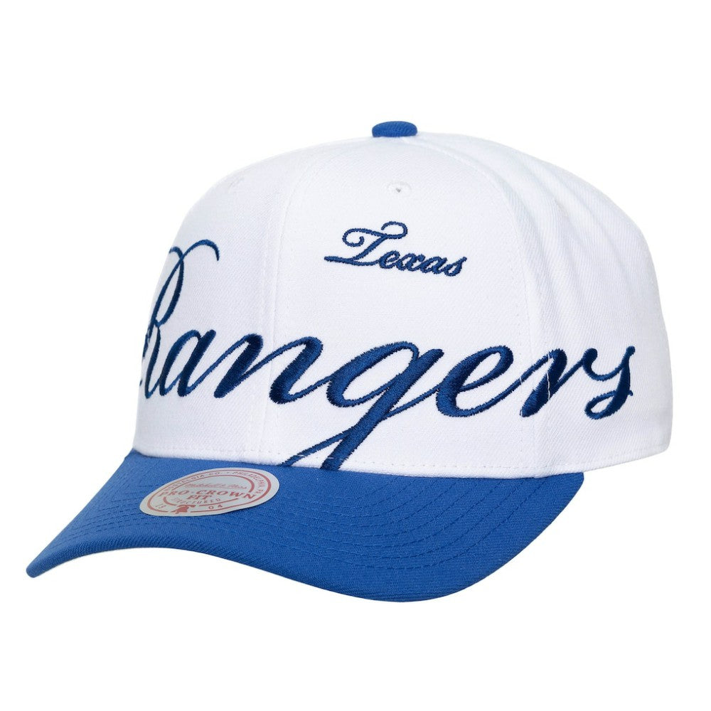 Texas Rangers Mitchell & Ness Unisex XL Script Pro Crown Adjustable Hat Lifestyle