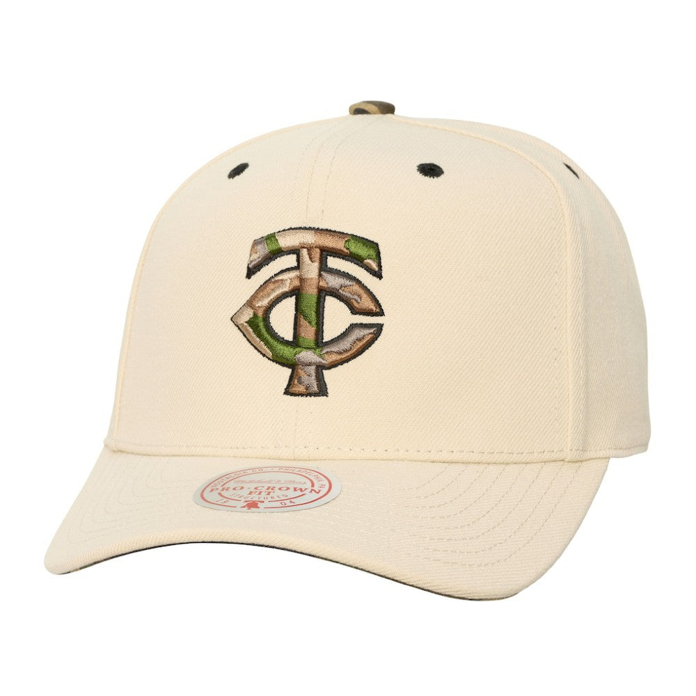Minnesota Twins Mitchell & Ness Unisex Camo Logo Pro Crown Snapback Hat for sale