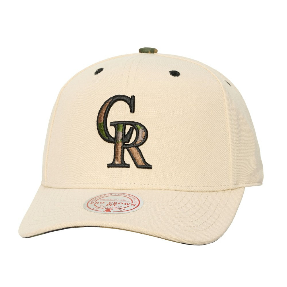 Colorado Rockies Mitchell & Ness Unisex Camo Logo Pro Crown Snapback Hat for sale
