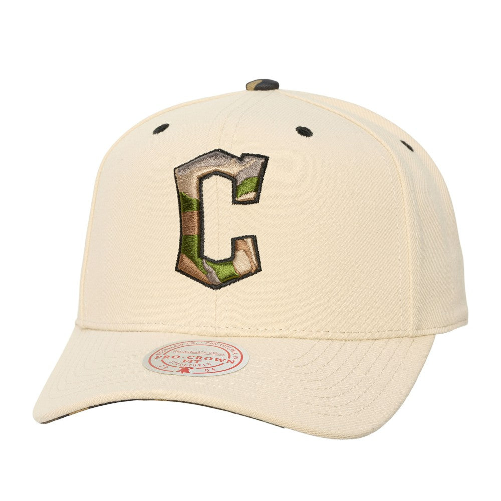Cleveland Guardians Mitchell & Ness Unisex Camo Logo Pro Crown Snapback Hat Sale